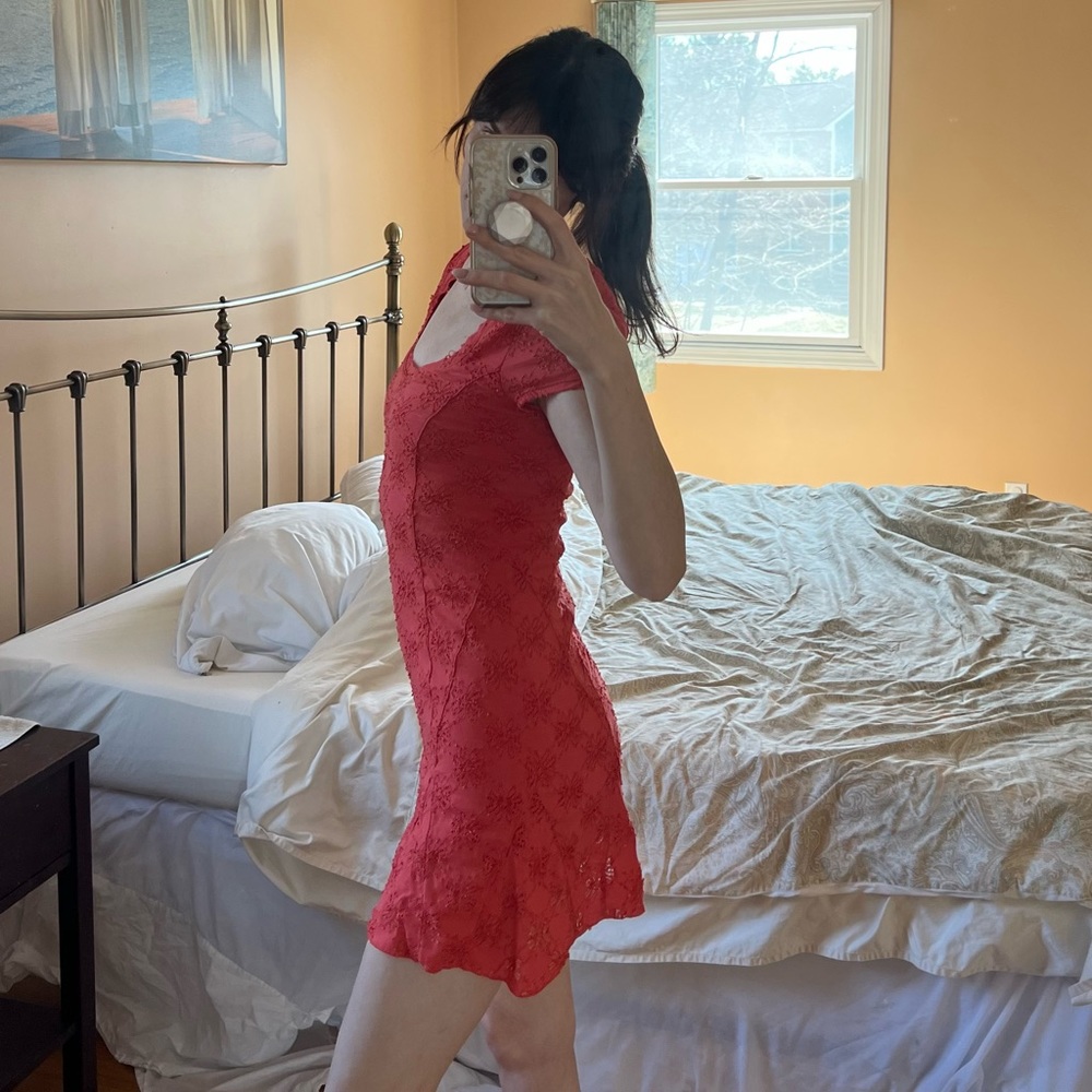 Free people deep coral pink dress